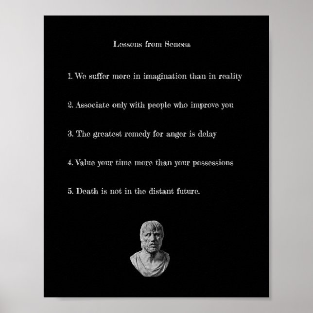 Lessons from Seneca Poster - Stoic Philosophy  (Front)