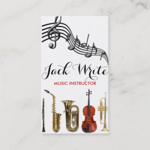 Lessons Instrument Music Instructor Business Card