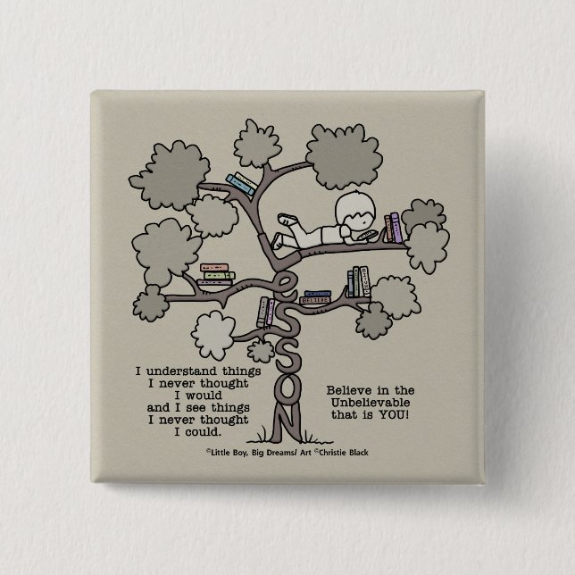 Lessons Learned 2 Inch Square Button (Front)