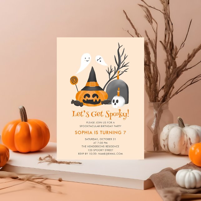 Lest Get Spooky Cute Birthday Halloween Invitation (Creator Uploaded)