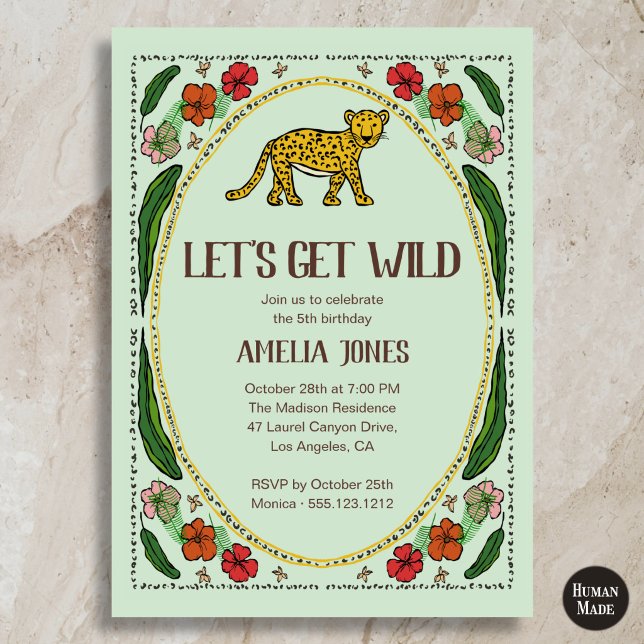 Lest Get Wild One Cute Jaguar Birthday Invitation (Creator Uploaded)
