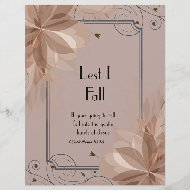 Lest I Fall Poem Personalized Paper (Front)