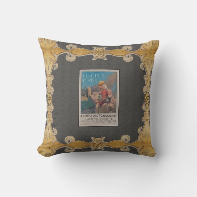 Lest They Perish Poster Throw Pillow (Front)