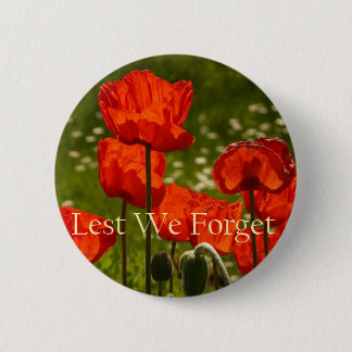 Lest We Forget Poppy Button Badge