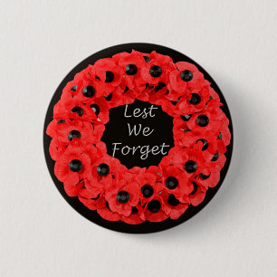 Lest We Forget (Poppy Wreath) 2 Inch Round Button