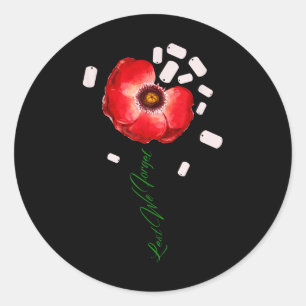 Lest We Forget Red Poppy Flower Soldier Veteran Classic Round Sticker