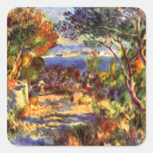 L'Estaque by Pierre Renoir, Vintage Impressionism Square Sticker