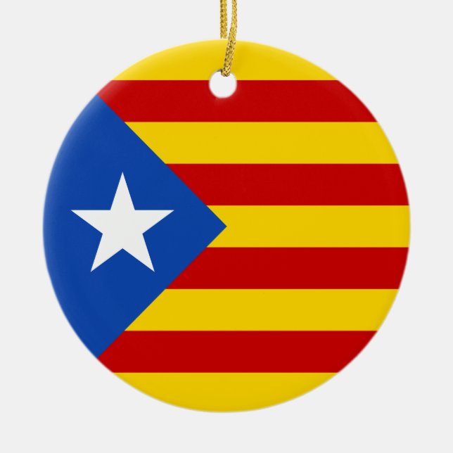 "L'Estelada Blava" Catalan Independence Flag Ceramic Ornament (Front)