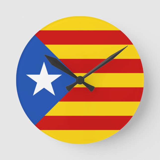 "L'Estelada Blava" Catalan Independence Flag Round Clock (Front)