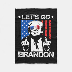 Let#39;s Go Brandon Pro Trump 2024 Flag Anti Joe B Fleece Blanket