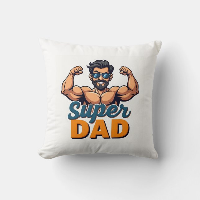 Let Dad relax in style & fun! 💪🛋️ This cartoon “ Throw Pillow (Front)