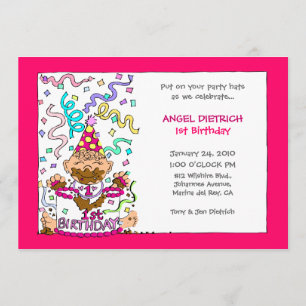 Let 'Em Eat Cake - 1st Birthday for Baby Girl Invitation