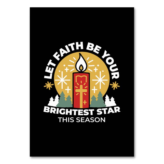 Let Faith Be Your Brightest Star Candle Art Table Number (Front)