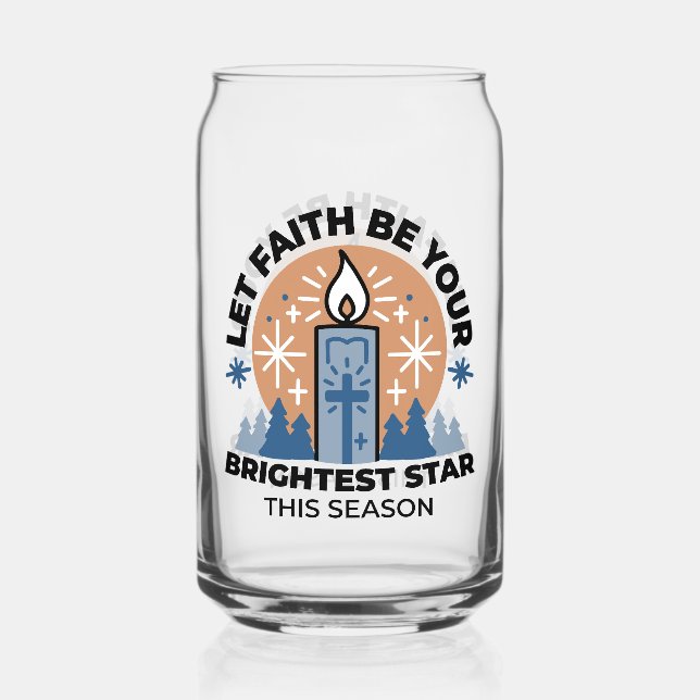 Let Faith Shine Bright: Winter Theme Can Glass (Front)