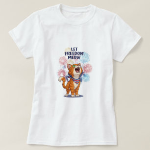 Let Freedom Meow – Patriotic Fireworks Cat T-Shirt