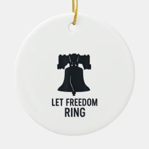 Let Freedom Ring Bell Silhouette Modern US Patriot Ceramic Ornament