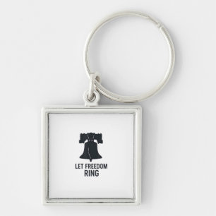 Let Freedom Ring Bell Silhouette Modern US Patriot Keychain