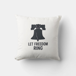 Let Freedom Ring Bell Silhouette Modern US Patriot Throw Pillow