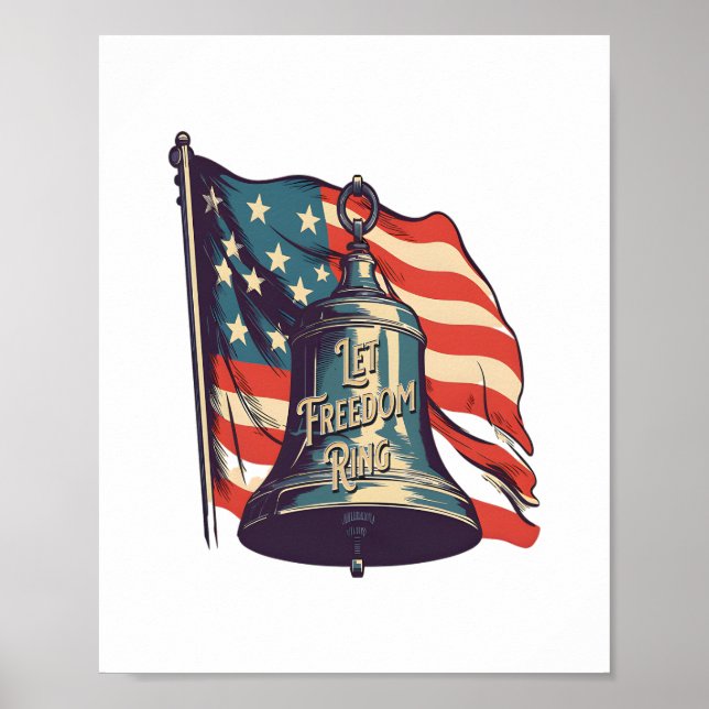 Let Freedom Ring Funny Sloth Poster (Front)