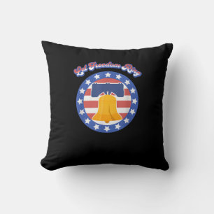 Let Freedom Ring July 4th Saying American Flag Throw Pillow