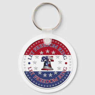 Let Freedom Ring Liberty Bell 13 & 50 Stars round Keychain