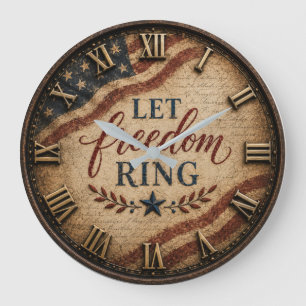 Let Freedom Ring Patriotic American Flag Large Clock