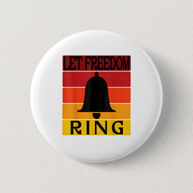 Let Freedom Ring Retro Sunset Bell 2 Inch Round Button (Front)