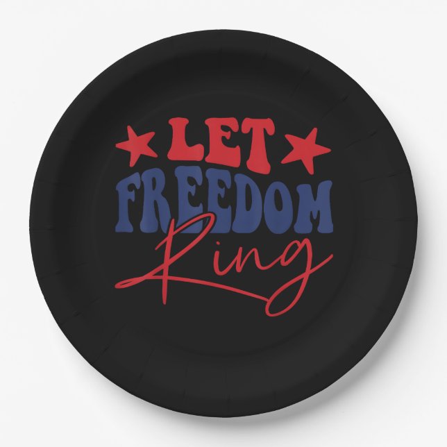 Let Freedom Ring Retro Vintage Paper Plate (Front)