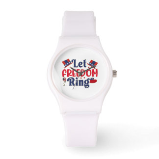 Let Freedom Ring - Sporty White Silicon Watch