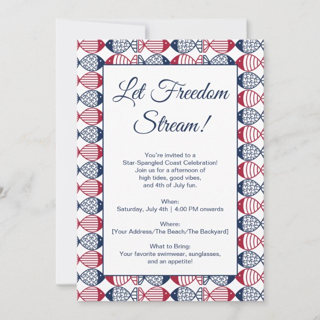 Let Freedom Stream! Patriotic Invitation (Front)
