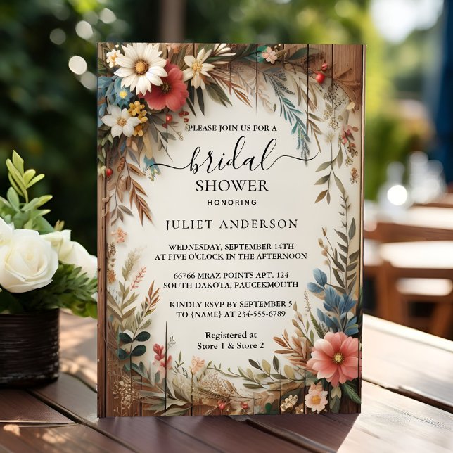 Let Garden Spring Wood Boho Rustic Bridal Shower Invitation (Creator Uploaded)