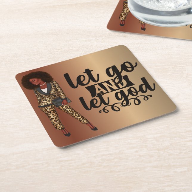 Let Go and Let God Black Woman Coasters (Angled)