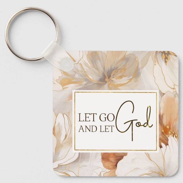 Let Go and Let God Christian Inspirational Quote Keychain (Front)