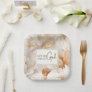 Let Go and Let God Christian Inspirational Quote Paper Plate