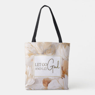 Let Go and Let God Christian Inspirational Quote Tote Bag