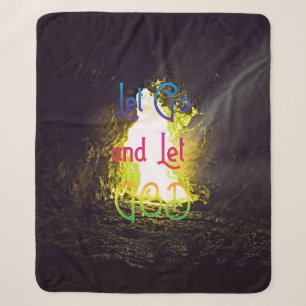 Let Go and Let God Inspiring Quote Sherpa Blanket