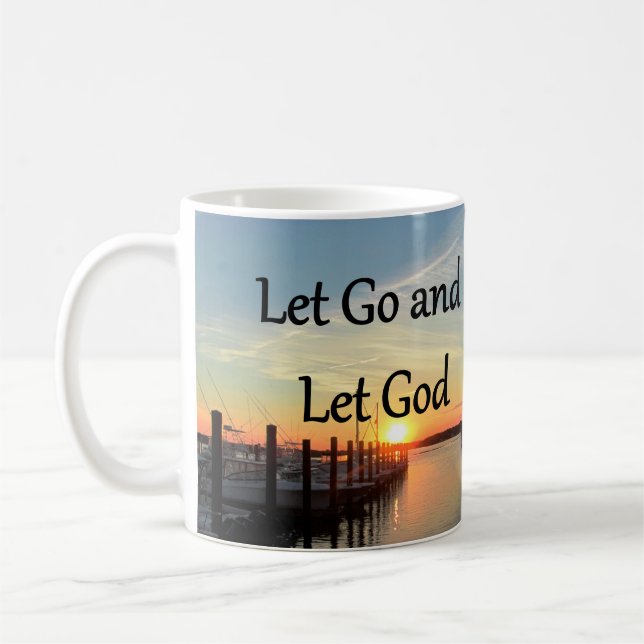 LET GO AND LET GOD SUNSET PHOTO COFFEE MUG (Left)