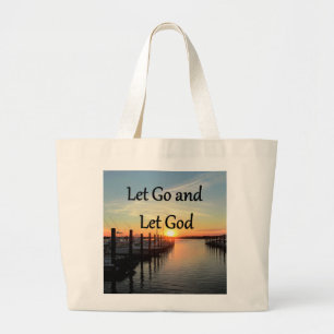 LET GO AND LET GOD SUNSET PHOTO LARGE TOTE BAG