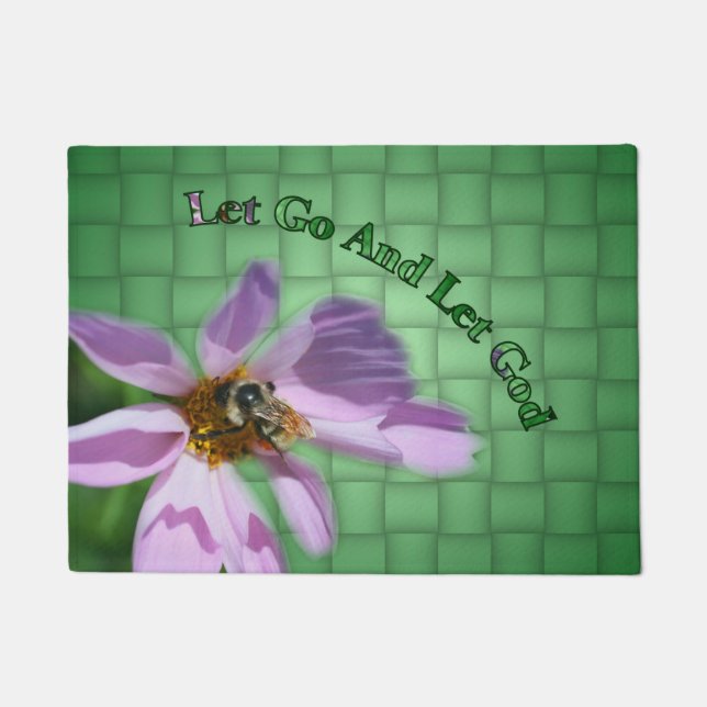 Let Go Let God Bee On Flower Inspirational Doormat (Front)