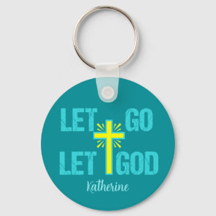 Let Go Let God Cute Christian Cross Keychain