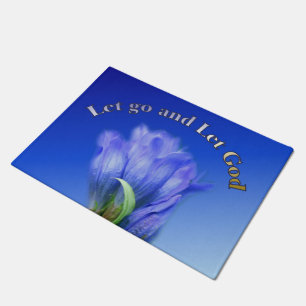 Let Go Let God Gentian Flower Inspirational Quote Doormat