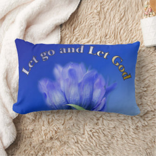 Let Go Let God Gentian Flower Inspirational Quote  Lumbar Pillow