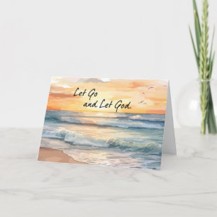 Let Go Let God Ocean Sunset Recovery Support Card