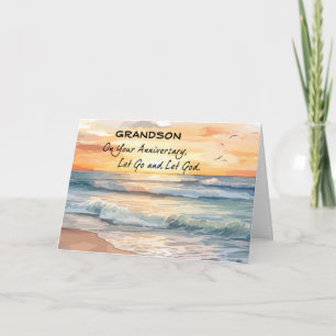 Let Go Let God Recovery Anniversary Ocean Sunset Card