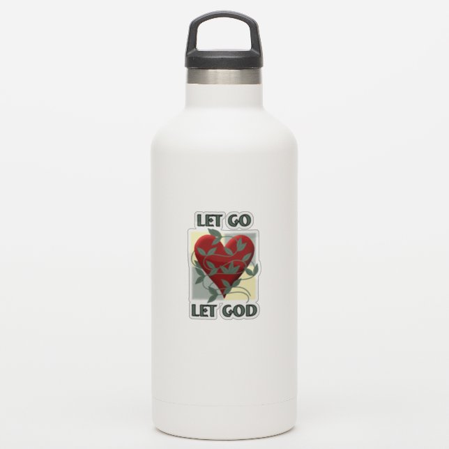 Let Go Let God Recovery Slogan Quote Red Heart (Waterbottle)