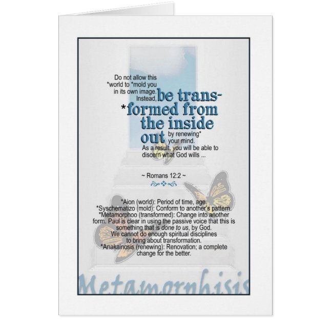 Let God transform you - Romans 12:2 (Front)