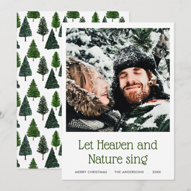 Let Heaven And Nature Sing | Christmas Tree Photo Holiday Card (Front/Back)