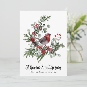 Let Heaven and Nature Sing Robin Wreath Holiday Card