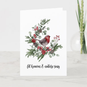 Let Heaven and Nature Sing Robin Wreath Holiday Card