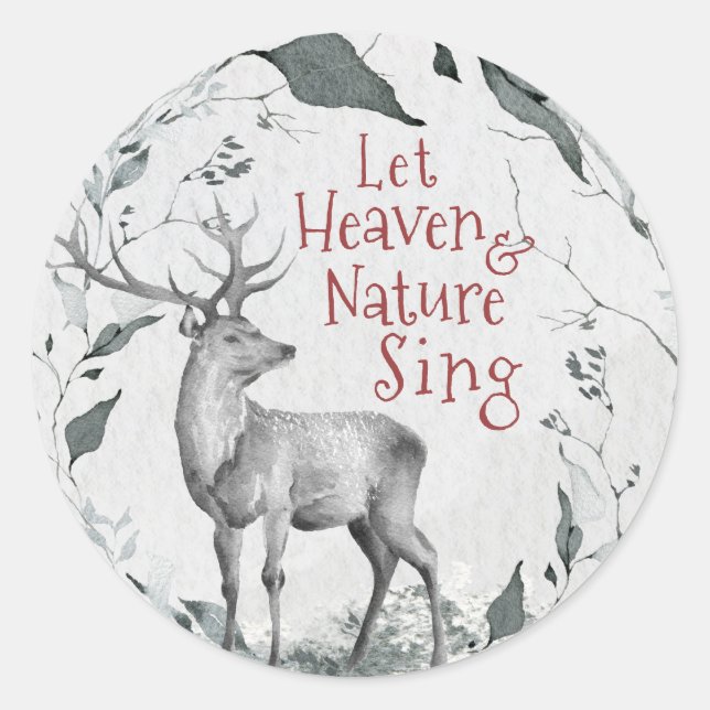 Let Heaven & Nature Sing, Christmas Carol Classic Round Sticker (Front)